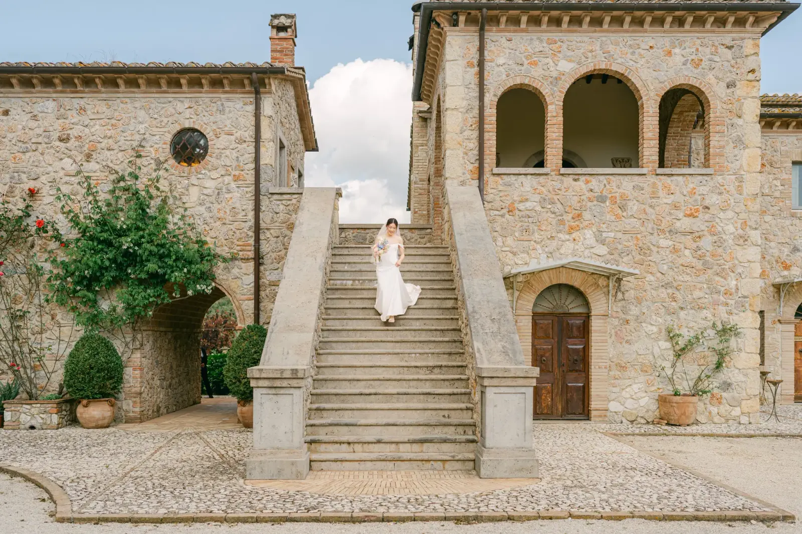 Audrey bridal portrait stone staircase