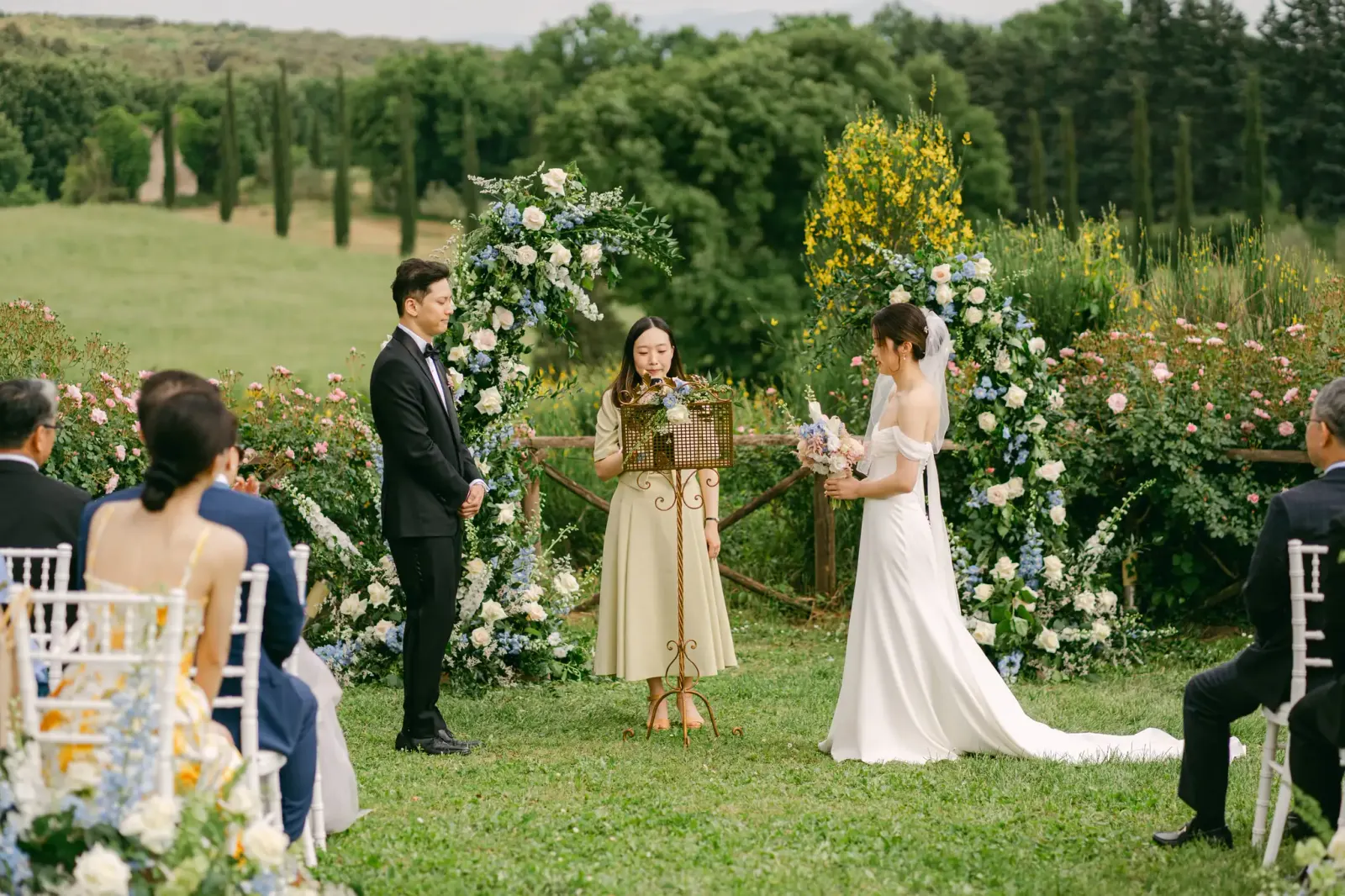Garden ceremony floral arch spring