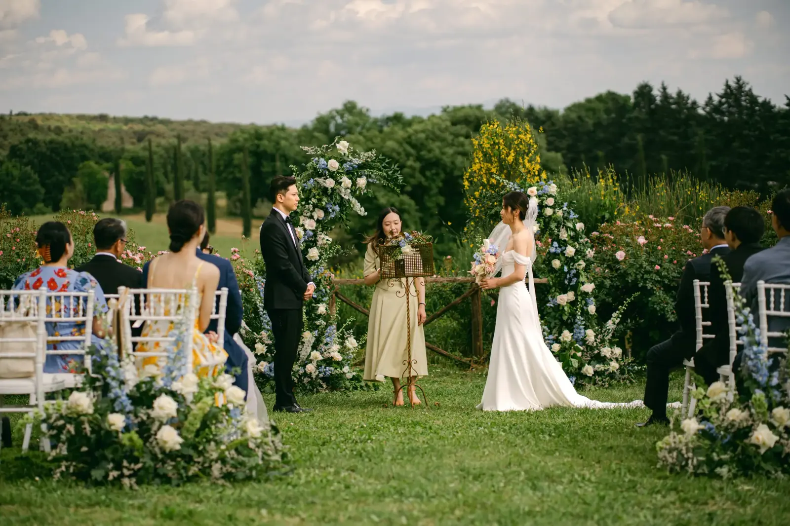 Ceremony wide view garden setting