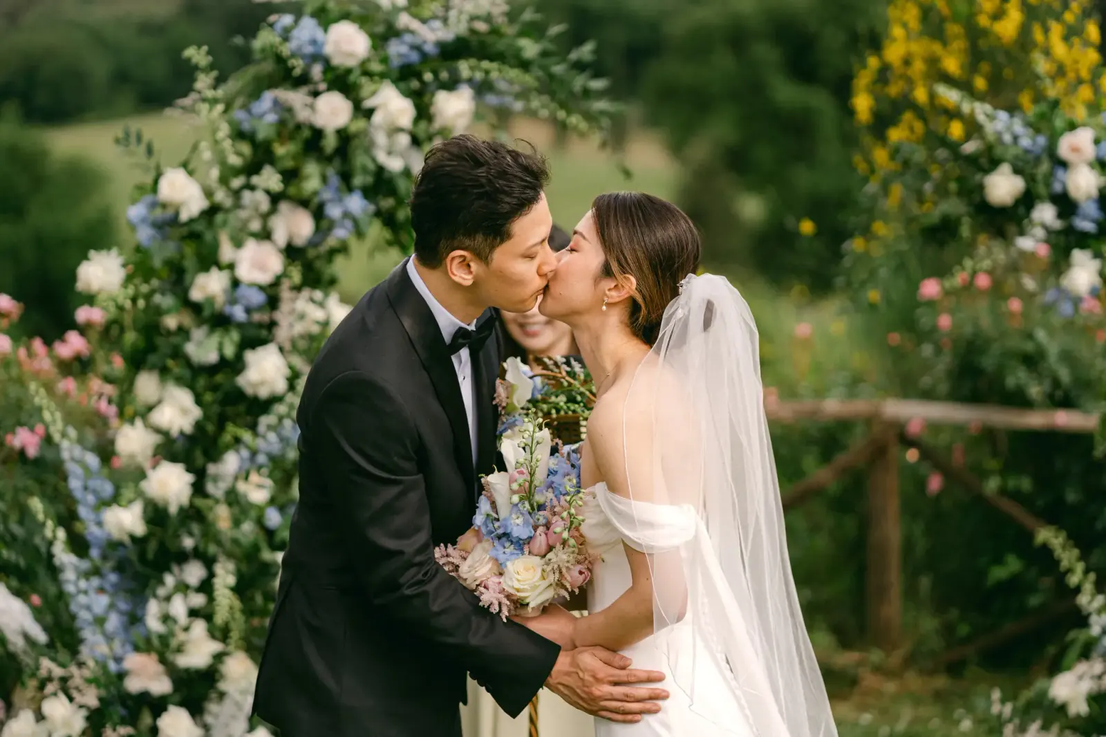 Audrey james first kiss floral arch