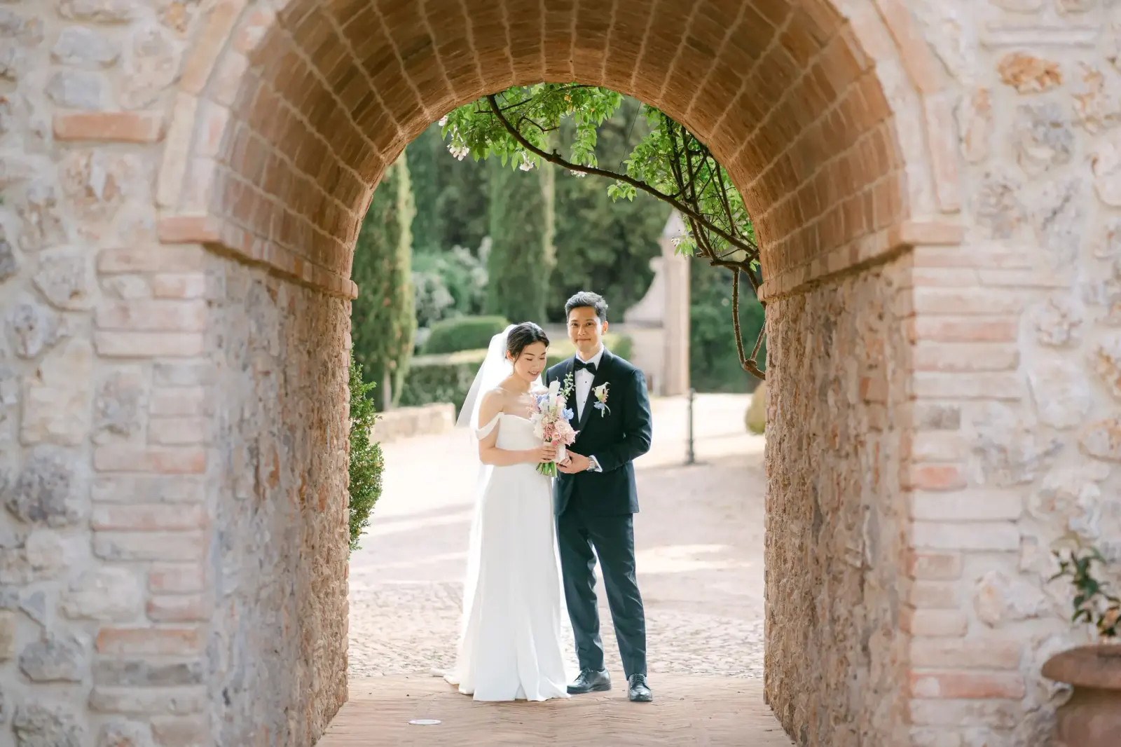 Audrey james stone archway formal portrait