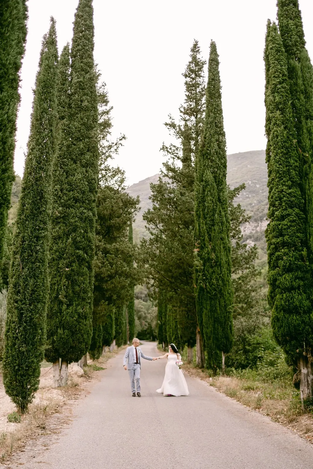Wedding portrait italian cypress grove san pietro valle abbey